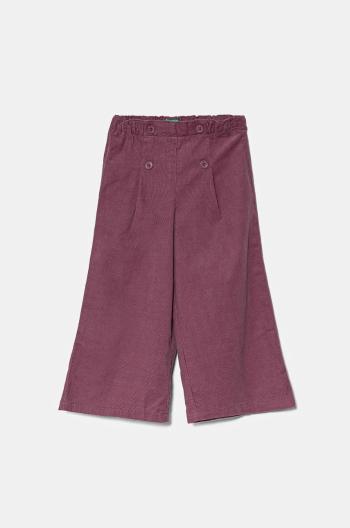 Detské manšestrové nohavice United Colors of Benetton fialová farba, jednofarebné, 4O5GGF025