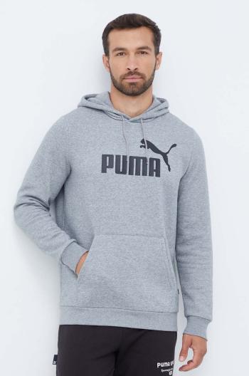 Mikina Puma pánska, šedá farba, s kapucňou, s potlačou