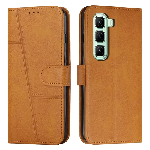 STITCHED Peňaženkový kryt pre Infinix Hot 50 Pro+ svetlohnedý