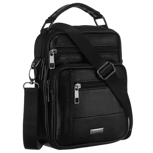 Pánska čierna kožená crossbody taška z prírodnej kože, praktická a ľahká