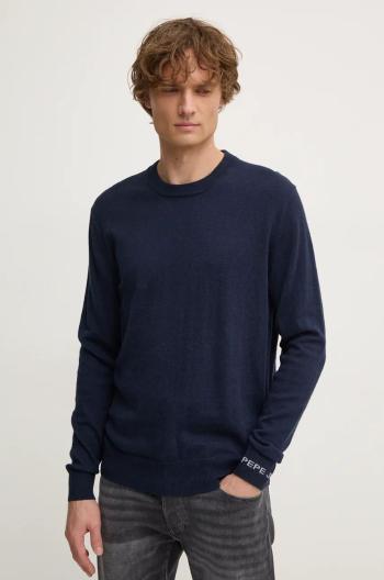 Sveter s prímesou vlny Pepe Jeans NEW ANDRE CREW NECK pánsky, tmavomodrá farba, tenký, PM702469