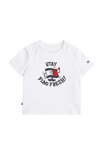 Tričko pre bábätko Tommy Hilfiger biela farba, s potlačou, KN0KN02024