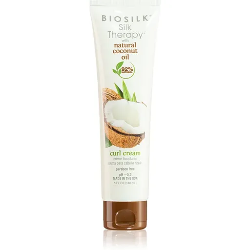 Biosilk Silk Therapy Natural Coconut Oil krém na vlasy pre vlnité a kučeravé vlasy 148 ml
