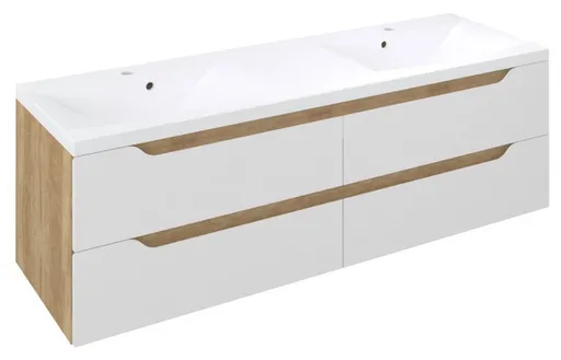 Sapho WAVE dvojumývadlová skrinka 149,7x50x47,8cm, biela/dub Alabama SPH WA150-3022