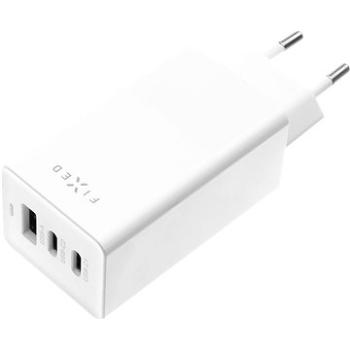 FIXED GaN s 2× USB-C a USB výstupom podpora PD 65 W biela (FIXCG65-2CU-WH)