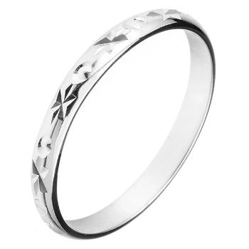 Obrúčka zo striebra 925 - gravírované lúče a malé kužele - Veľkosť: 62 mm