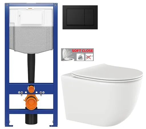 CERSANIT predstenový inštalačný systém s čiernym tlačidlom K97-0574 + WC INVENA TINOS  + SEDADLO K97-526 0574 NO1