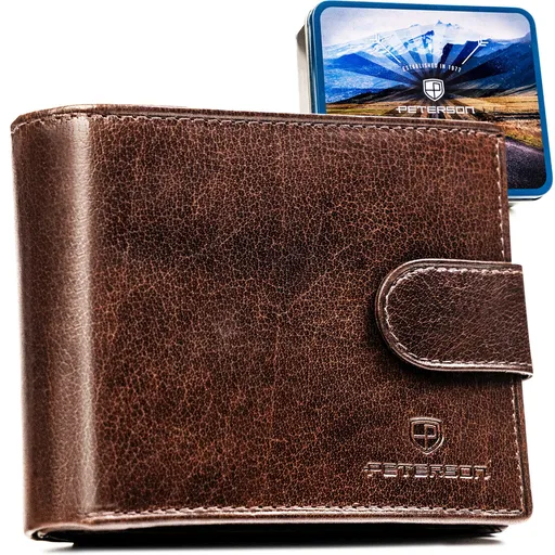 Pánska kožená peňaženka v hnedej farbe  - Peterson PTN N992L-BUF Brown skl.