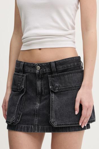 Rifľová sukňa Diesel DE-TON SKIRT šedá farba, mini, puzdrová, A15784.007Z9