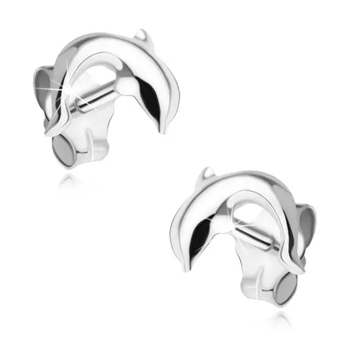 Náušnice zo striebra 925, skáčuci delfín