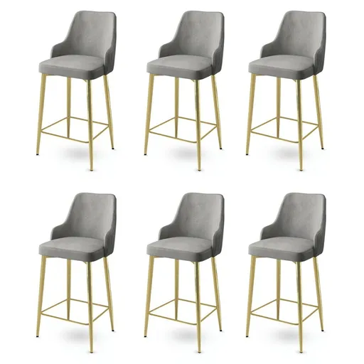 Súprava barových stoličiek Enox Grey and Gold, 6 ks, 6 ks
