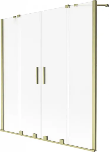 MEXEN/S - Velar Duo dvojkrídlová posuvná vaňová zástena 150 x 150, dekor, zlatá kartáčovaná 896-150-000-32-55