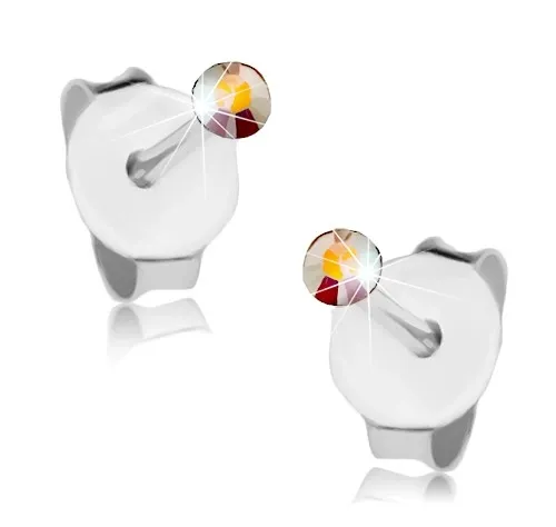 Strieborné náušnice 925, drobný Swarovski krištálik s dúhovým odleskom