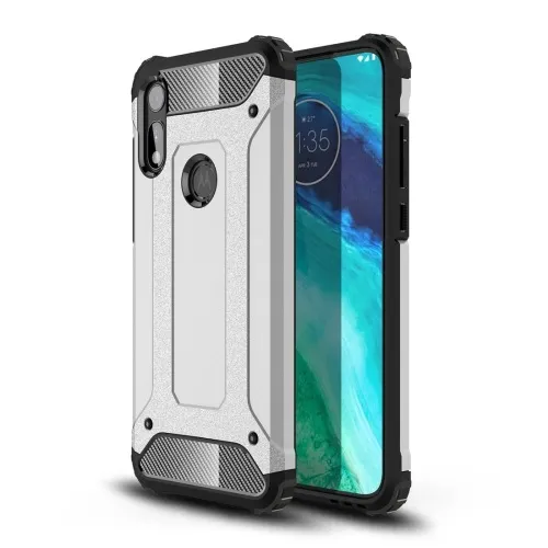 TOUGH Ochranný kryt Motorola Moto E (2020) strieborný