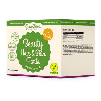 GREENFOOD NUTRITION Beauty Hair & Skin Forte Kyselina Hyalurónová 60 kapsúl a Beauty Hair & Skin 60 kapsúl + PILLBOX