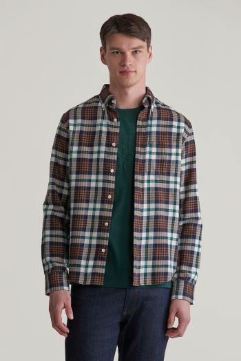 ING GANT REG FLANNEL PLAID SHIRT CACAO