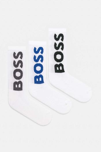 Ponožky BOSS 3-pak pánske, biela farba, 50524259