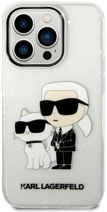 Telefon tok Karl Lagerfeld IML Glitter Karl és Choupette NFT hátlap az iPhone 14 Pro