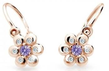 Cutie Jewellery Kytičkové detské náušnice z ružového zlata C2247-10-X-4 fialová