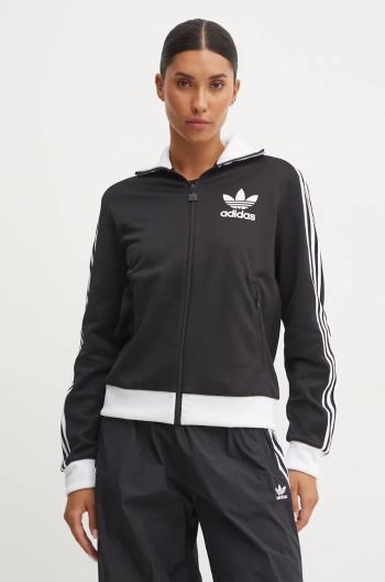 Mikina adidas Originals Adicolor dámska, čierna farba, vzorovaná, IW3174