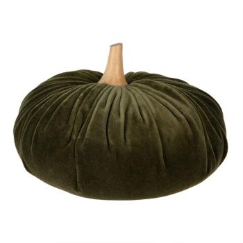 Tmavě zelená látková dekorace dýně Pumpkin XXL - Ø 25*16 cm  65431