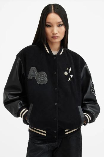 Bunda AllSaints VALERIA dámska, čierna farba, prechodná, W094LB