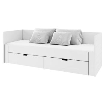 KONDELA rozkladacia posteľ s úložným priestorom 90x200 cm biela