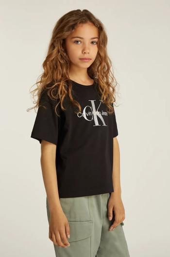 Detské bavlnené tričko Calvin Klein Jeans čierna farba, IG0IG02801