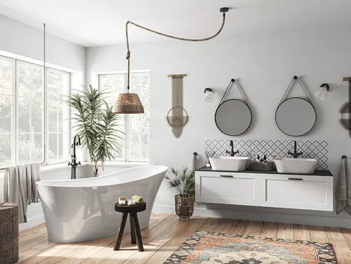 BESCO - Voľne stojaca vaňa CALIMA biela - Farba - Biela, Farba sifónu - Čierna, Rozmer vane - 170 × 74 cm VANCALIM170B