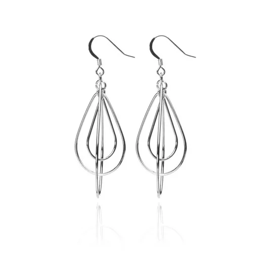 Náušnice zo striebra 925 - tri slzy v tenkých obrysoch na africkom háčiku