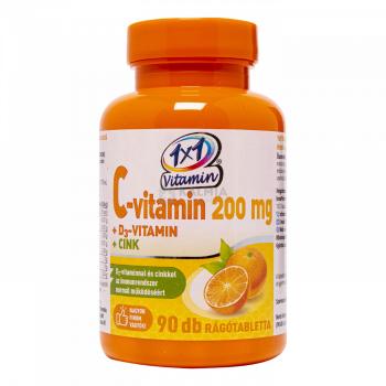 1x1 Vitamin C-vitamin 200 mg +D3-vitamin +Cink narancs ízű rágótabletta 90 db