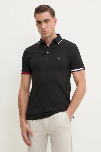 Polo tričko Tommy Hilfiger pánske, čierna farba, s nášivkou, MW0MW38458