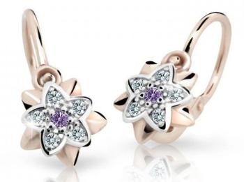 Cutie Jewellery Detské náušnice z ružového zlata C2210-10-X-4 fialová