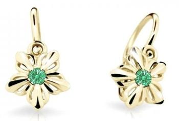 Cutie Jewellery Detské kvietkové náušnice zo žltého zlata C2238-10-X-1 zelená