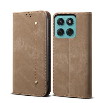 DENIM Peňaženkový kryt pre Motorola Moto G86 5G šedohnedý
