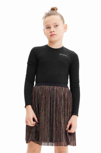 Dievčenské šaty Desigual čierna farba, mini, áčkový strih