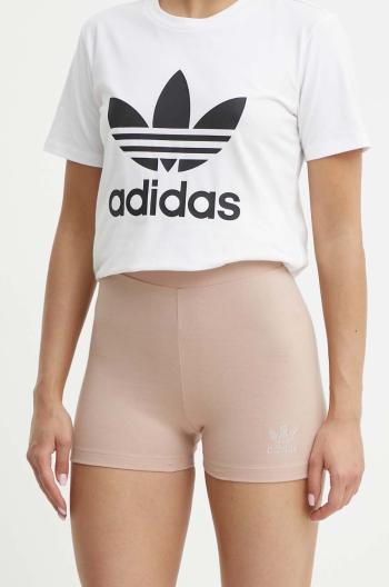 Šortky adidas Originals HF9202 dámske, hnedá farba, jednofarebné, vysoký pás