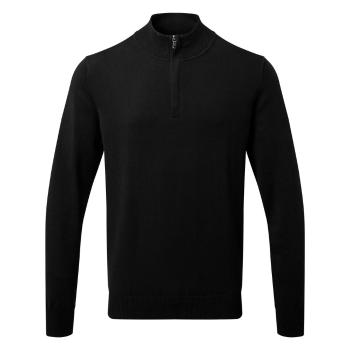 Asquith & Fox Pánsky sveter s 1/4 zipsom - Čierna | 3XL