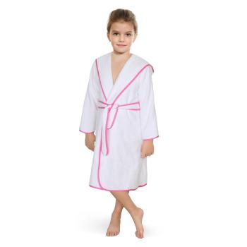 Bellatex Detský froté župan biely s ružovým lemom, 80 cm