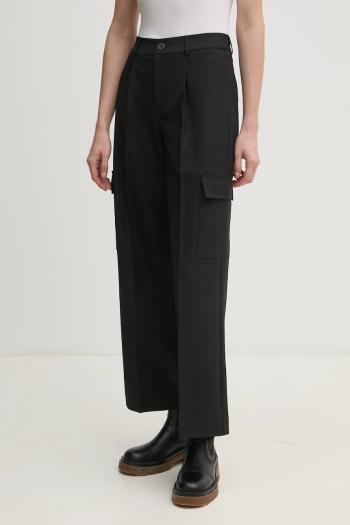 Nohavice Calvin Klein Jeans dámske, čierna farba, strih cargo, vysoký pás, J20J224848