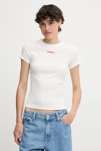 Tričko Tommy Jeans dámske, biela farba, DW0DW21402