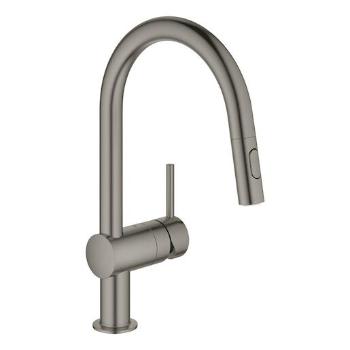 Drezová batéria GROHE Minta s vyťahovacou spŕškou, 2 prúdy kartáčovaný Hard Graphite 32321AL2
