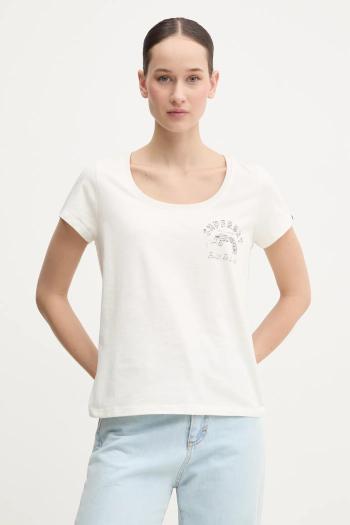 Bavlnené tričko Superdry dámske, béžová farba, W1011613A-1KZ