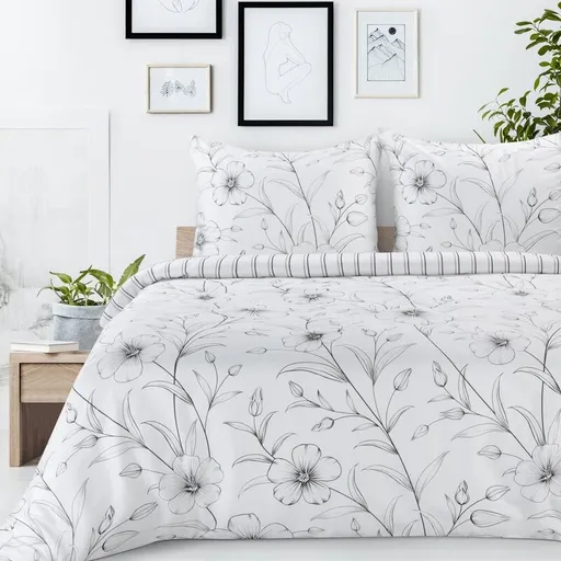 ArtFir Obliečky na dvojlôžko SPRING 33 | biela/čierna 220 x 200 cm