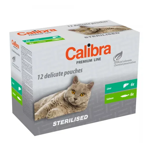 CALIBRA Premium Line Sterilised multipack kapsičky pre kastrované mačky 12 x 100 g