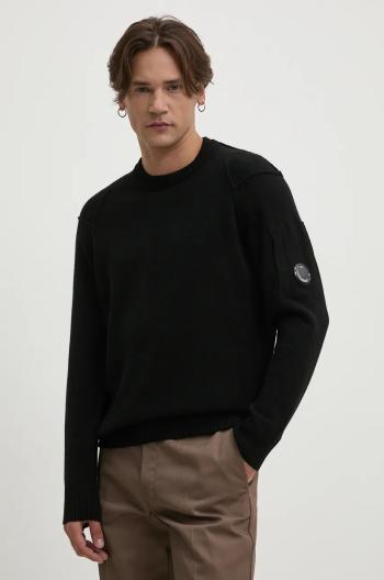 Vlnený sveter C.P. Company Lambswool GRS Crew Neck Kinit pánsky, čierna farba, tenký, 17CMKN047A110149A