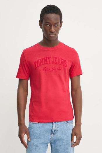Tričko Tommy Jeans dámske, červená farba, DW0DW19444