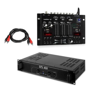 Skytec SPL400, sada s PA zosilňovačom a mixážnym pultom Resident DJ 22 BT 2CH, čierny