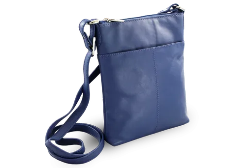 Modrá kožená zipsová kabelka 212-3013-97