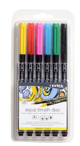 LYRA AQUA BRUSH DUO - Popisovače s dvomi hrotmi 6 ks (základné odtiene)